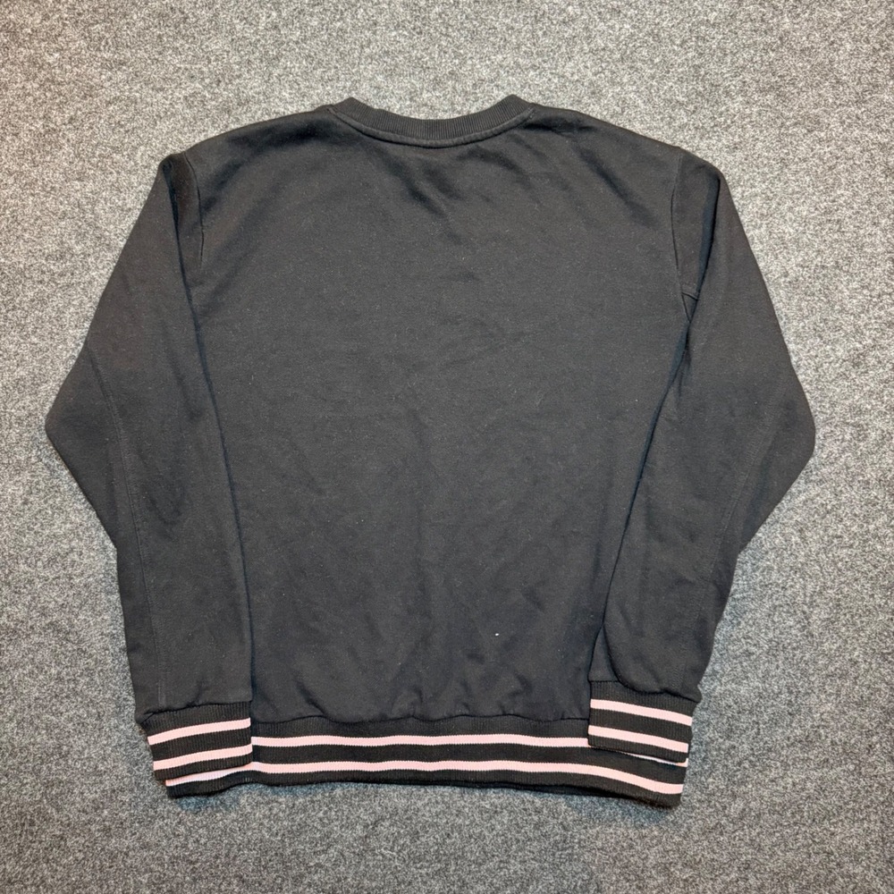Fila Mens XXL Black Crewneck Sweatshirt Multi Color Logo Pink Striped Trim - Picture 4 of 6